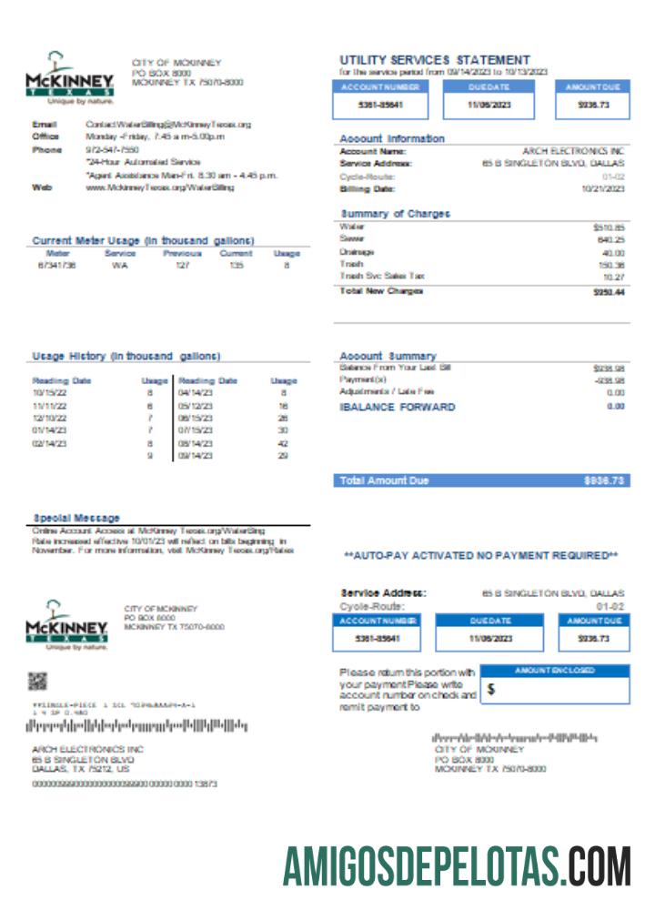 Projeto de lei de serviços públicos da cidade de McKinney, SCR exemplo